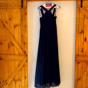 Navy blue long bridesmaid dress